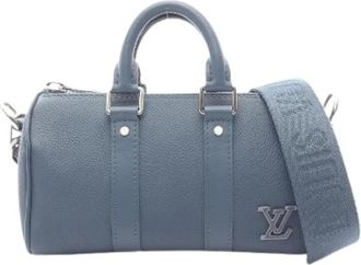 Louis Vuitton Pre-owned Keepall XS Aerogram Leather Handbag - Heren - Vintage Handtas - Blauw - ONE Size - Leer - Vintage