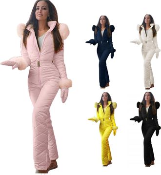 Generic Womens Ski Suit Ski Jacket Womens Long Snow Suit with Hood Waterproof Windproof Snowsuit Winter Warm All in One Suits Outdoor Sports Jackets Outdoor S