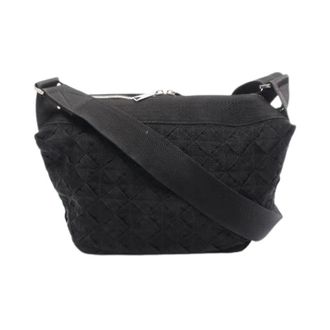 Bottega Veneta Pre-owned Cross Body Bags, female, Black, Size: ONE SIZE Pre-owned Intrecciato Webbing Nylon Canvas Shoulder Bag