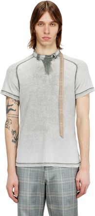 Diesel Rib-jersey top with biker neck strap - T-Shirts - Man - Grey