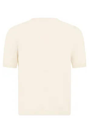 Slowear Mens Short-Sleeve Cotton Sweater Ivory Sweatshirts