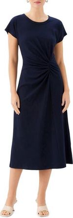Fifteen Twenty Aveline Side Twist Midi Dress in Navy at Nordstrom, Size Medium