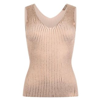 PESERICO Tops, Dames, Beige, M, Katoen, Sleeveless Top
