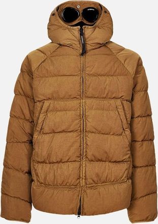 C.P. Company Mens Eco-Chrome R Hooded Down Goggle Jacket - Bronze Brown - Size: 42/Regular
