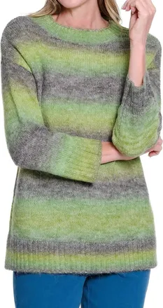 Multiples Ombre Striped Sweater In Olive