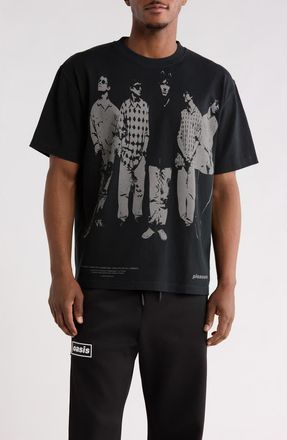 Pleasures x Oasis Definitely Heavyweight Graphic Cotton T-Shirt in Faded Black at Nordstrom, Size Xx-Large