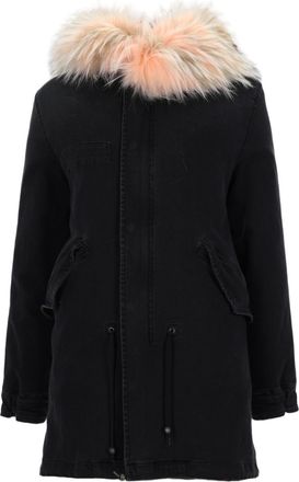 Mr & Mrs Italy Black Fur Trim Cotton Parka