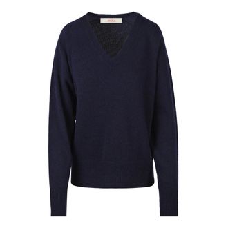 Jucca Cashmere Knitwear, female, Blue, S, V-neck Cashmere Jumper