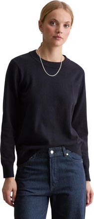 Marc O'Polo Denim Rundhalspullover MARC OPOLO DENIM regular fit aus Soft Cotton Stretch, Damen, Gr. XL, dunkelblau melange, Strick, Obermaterial: 58% Baumwolle, 25% Pol