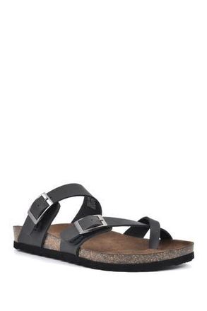 White Mountain Gracie Double Buckle Sandal in Black/leather at Nordstrom Rack, Size 10