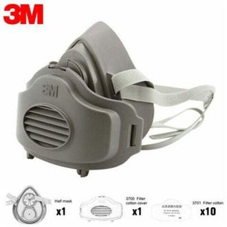 OEM Mascarilla Protectora 3m 3200 (media M&aacute;scara Para Part&iacute;culas/polvo) + Filtro De Algod&oacute;n 3701 + Cubierta De Filtro De Algod&oacute;n 3700 - Crezuo