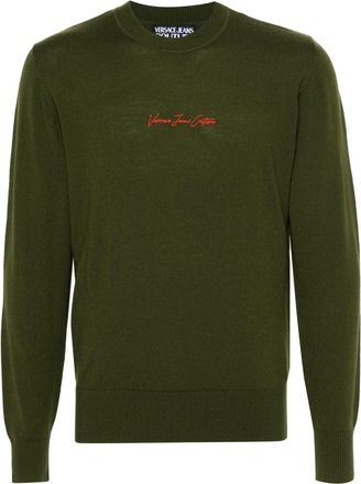 Versace Jeans Couture embroidered-logo wool jumper - men - Wool - 2XL - Green