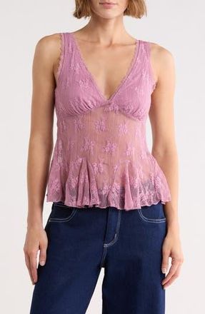 Madden Girl V-Neck Lace Top in Mauve at Nordstrom Rack, Size X-Large