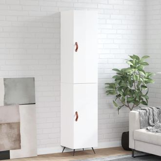 vidaXL Vidaxl - Aparador Alto Madera Contrachapada Blanco Brillo 34,5x34x180 Cm