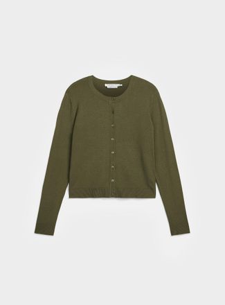 Contemporaine Womens Fine-knit crew-neck Cardigan Sweater