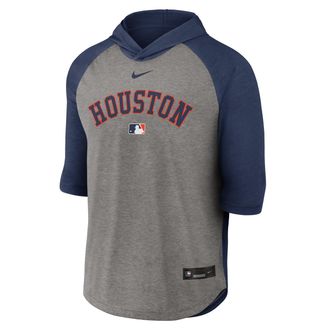 Nike Houston Astros Authentic Collection Flux Nike Mens Dri-FIT MLB 3/4-Sleeve Hooded T-Shirt in Blue | 04HI013NHUS-LQZ