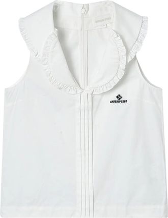 Shushu/Tong Mouwloze top met ruchekraag - Wit