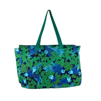 Herm&egrave;s Blue Green Canvas Tote Bag (Pre-Owned)