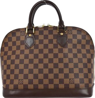 Louis Vuitton Alma Handbag Damier Brown Canvas Handbag (Pre-Owned)