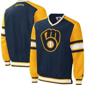 Starter Mens Starter Navy Milwaukee Brewers Yardline V-Neck Pullover Windbreaker at Nordstrom, Size Small