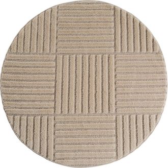 Nazar Rugs Alfombra de relieves geom&eacute;tricos beige redonda - d200 cm