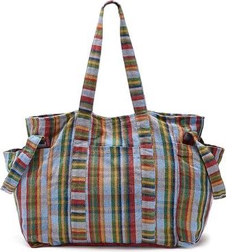 Free People Oksana Print Tote Handbags Blue Mix, Cotton