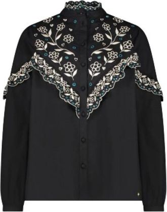 Fab By Fabienne Chapot Daila Katoenen Poplin Blouse - Dames - Blouses - Zwart - XS - Katoen - Overhemden