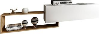 Mirjan24 Mobilier1 - Mueble Tv Utica 101, Blanco + Roble Wotan, N&uacute;mero De Puertas: 0, N&uacute;mero De Cajones: 0, 210x48x35cm