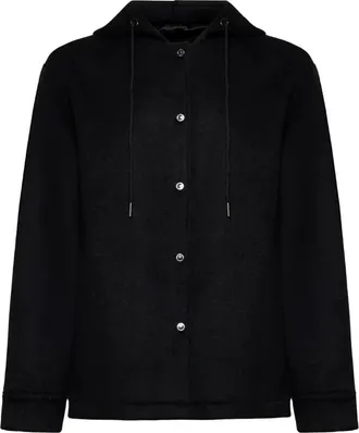John Richmond Hooded Button-Front Jacket - Heren - Zomerjassen - Zwart - XS - Wol - Jassen