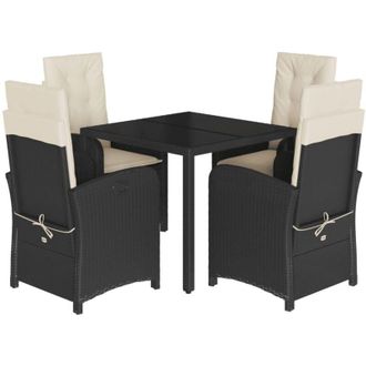 vidaXL Set De Muebles Jard&iacute;n 5 Pzas Con Cojines Rat&aacute;n Sint&eacute;tico Negro Vidaxl