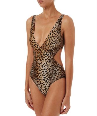 Melissa Odabash Leopard Print Del Mar One Piece Swimsuit Size XS