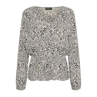 Soaked In Luxury Blusa con Coulisse Nero Bianco Ditsy Print - - Blouses & Shirts - Donna - Nero - XS