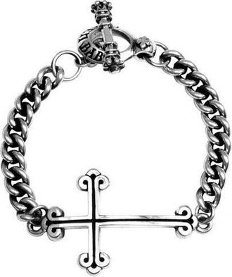 King Baby Studio King Baby Chain Bracelet with Cross in Silver at Nordstrom, Size Small