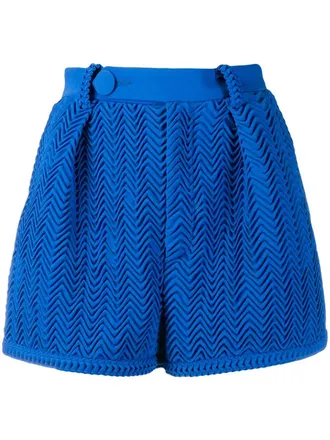 Marco De Vincenzo pleated wave pattern shorts - Blue