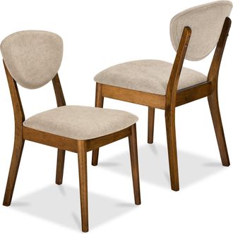 Best Choice Products 2-Piece Mid-Century Modern Wood & Upholstered Dining Chair Set