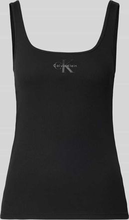 Calvin Klein Jeans Slim Fit Top mit Logo-Print Modell Scoop in Black, Gr&ouml;&szlig;e XL