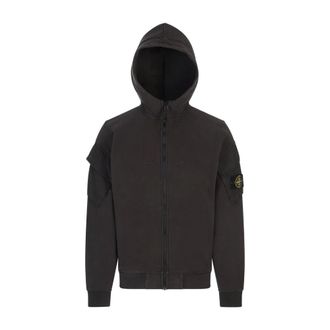 Stone Island Zip-throughs, male, Gray, Size: M Grey Cotton Hooded Sweatshirt