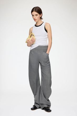 Ganni Mixed Trousers in Grey Wool Melange