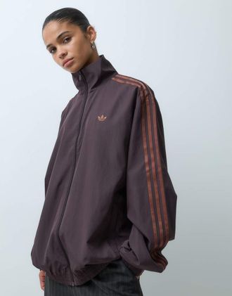 adidas Originals giacca da tuta Firebird in tessuto marrone tono su tono
