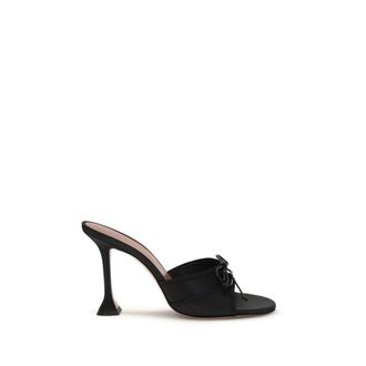 Amina Muaddi Black Fabric Womens Sandals