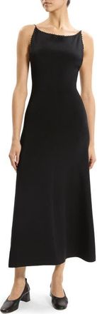 Theory Embroidered Detail Midi Dress in Black - 001 at Nordstrom, Size Petite