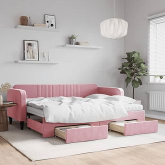 vidaXL Sof&aacute; Cama Nido Con Cajones Terciopelo Rosa 80x200 Cm Vidaxl