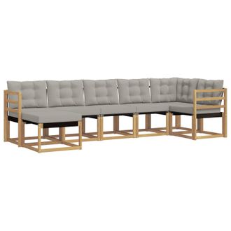 vidaXL Conjunto De Sof&aacute;s De Exterior 7 Pcs Blanco Y Gris Claro Vidaxl