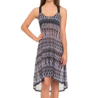 Gottex Sheer Mesh Macrame Back Dress Cover Up In Shibori