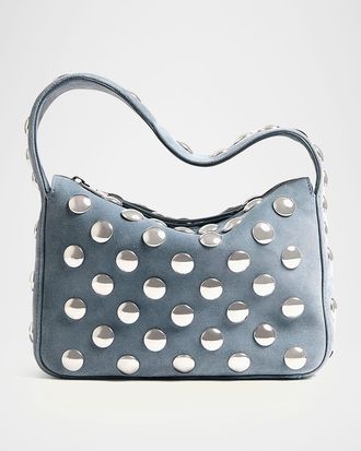 Khaite Elena Small Studded Suede Top-Handle Bag