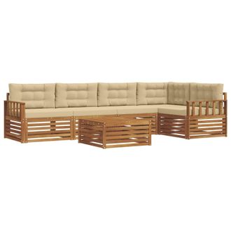 vidaXL Conjunto De Sof&aacute;s De Exterior Con Coj&iacute;n 6 Pcs Natural Y Beige Vidaxl