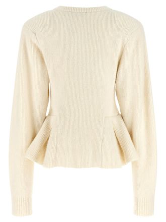Rotate Jewel-Button Ribbed Cardigan - Cream