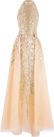 Saiid Kobeisy Gold Beaded Long Dress