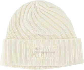 Jacquemus Tourni Beanie - Dames - Hoeden - Wit - ONE Size - Wol - Accessoires