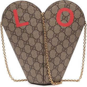 Gucci Pre-owned Womens Love Heart Shoulder Bag - Tan Textile - One Size